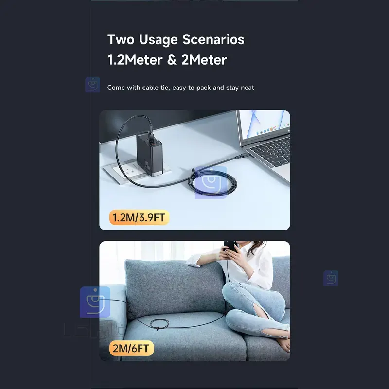 کابل شارژ سریع تایپ سی به تایپ سی 240 واتی مدل MCDODO CA-3311 MCDODO CA 3311 240W Type C Fast Charging Cable 1 3 کابل شارژ تایپسی 240W مکدودو مدل CA-3311 | فارس کالا