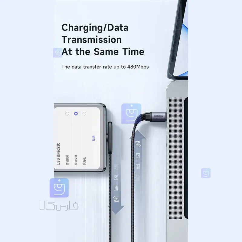 کابل شارژ سریع تایپ‌سی 65W مک‌دودو مدل CA-3360 | فارس کالا