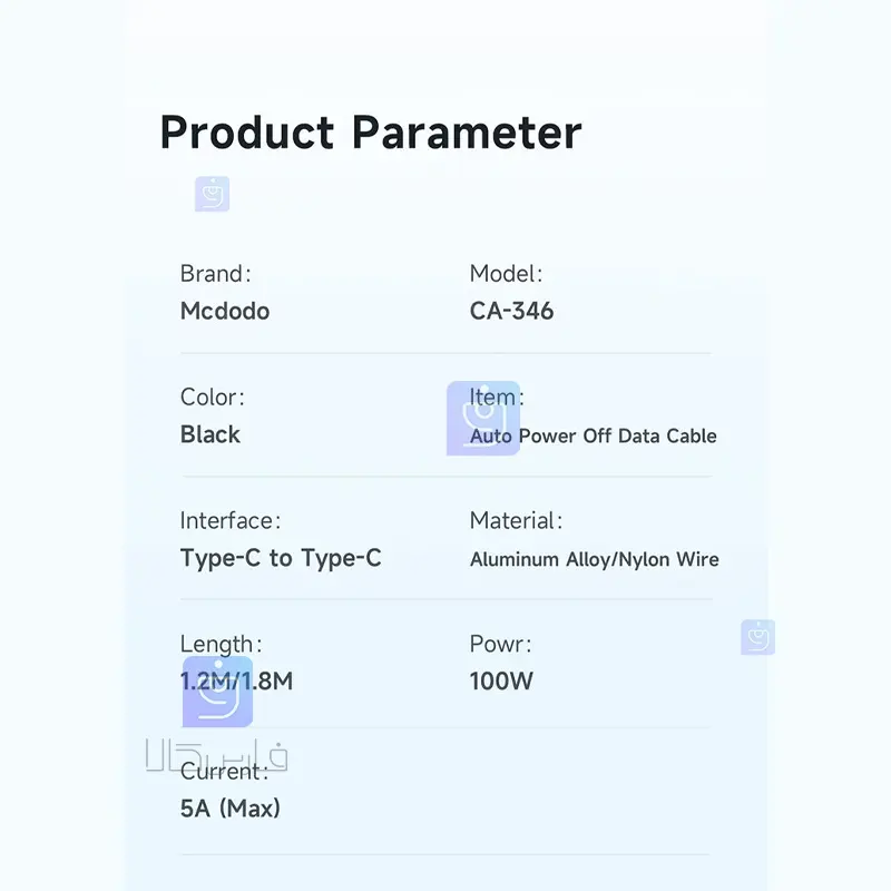 کابل شارژ تایپ سی به تایپ سی مک دودو مدل CA-3461 | فارس کالا
