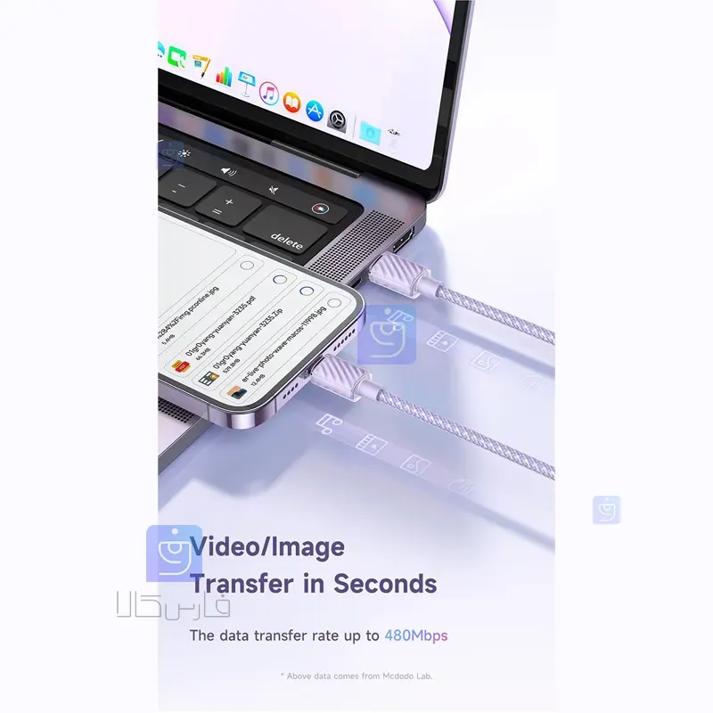 کابل شارژ تایپ سی به لایتنینگ 36واتی مدل MCDODO CA-3660 MCDODO CA 3660 Type C to Lightning Charging Cable 1 کابل شارژ تایپسی به لایتنینگ 36W مکدودو CA-3660 | فارس کالا