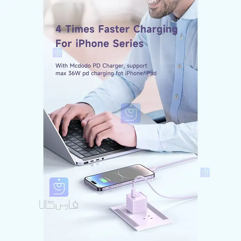 کابل شارژ تایپ سی به لایتنینگ 36واتی مدل MCDODO CA-3660 MCDODO CA 3660 Type C to Lightning Charging Cable 10 کابل شارژ تایپسی به لایتنینگ 36W مکدودو CA-3660 | فارس کالا