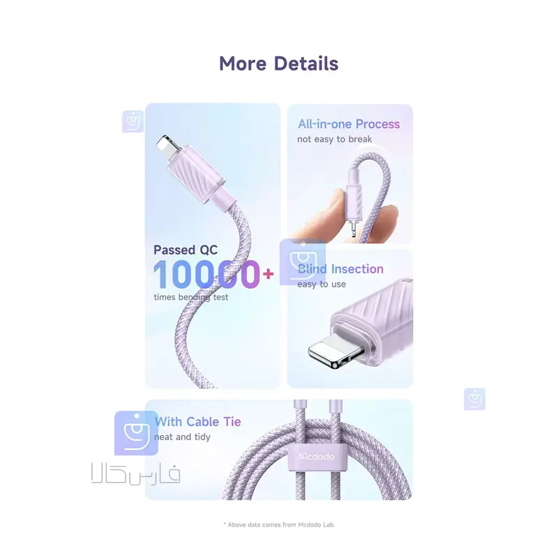 کابل شارژ تایپ سی به لایتنینگ 36واتی مدل MCDODO CA-3660 MCDODO CA 3660 Type C to Lightning Charging Cable 14 کابل شارژ تایپسی به لایتنینگ 36W مکدودو CA-3660 | فارس کالا