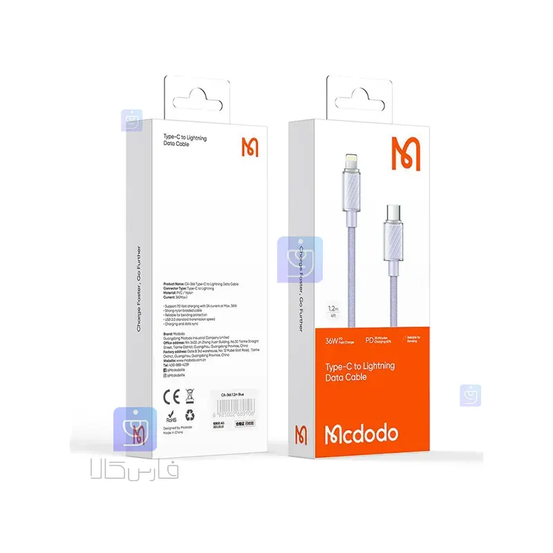 کابل شارژ تایپ‌سی به لایتنینگ 36W مک‌دودو CA-3660 | فارس کالا