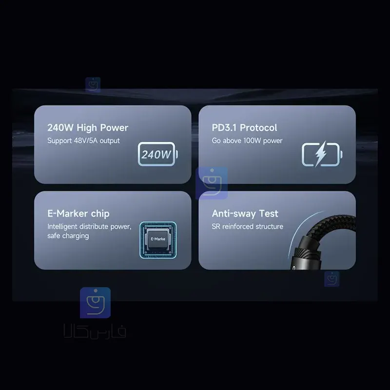 کابل شارژ سریع تایپ سی 240W مک‌دودو مدل CA-3681 | فارس کالا