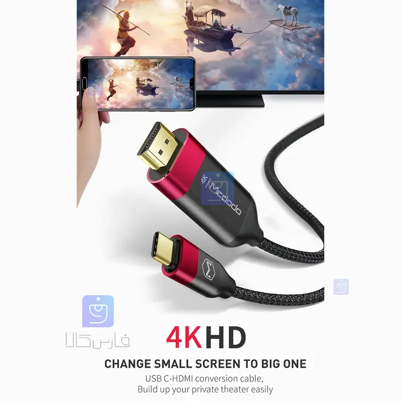 کابل تبدیل انتقال تصویر تايپ سی به HDMI مدل MCDODO CA-5880 MCDODO CA 5880 Type C Video Transmission Conversion Cable 3 کابل انتقال تصویر تایپسی به HDMI مکدودو CA-5880 |فارس کالا