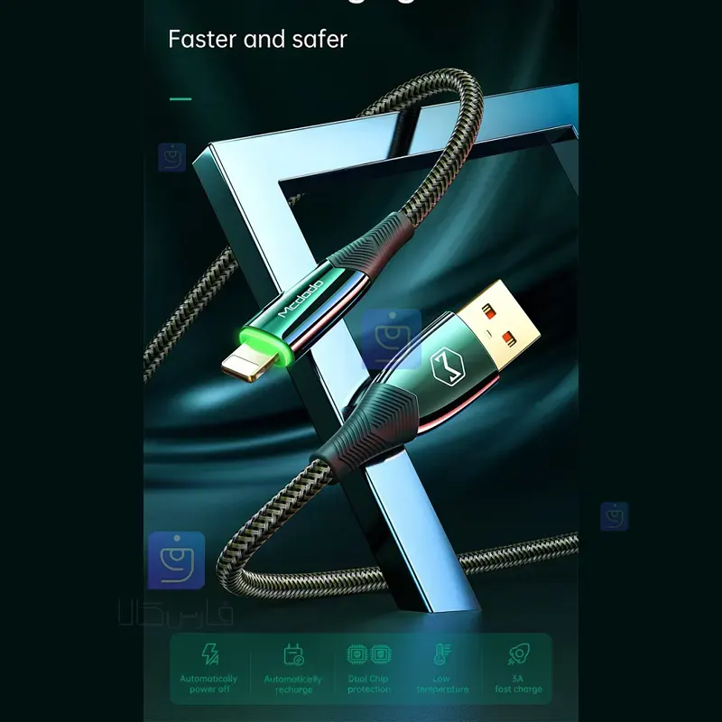 کابل شارژ هوشمند لایتنینگ مکدودو مدل MCDODO CA-8063 با طول 1.8 متر MCDODO CA 8063 Lightning Smart Charging Cable 1 5 کابل شارژ هوشمند لایتنینگ مکدودو مدل CA-8063 | فارس کالا