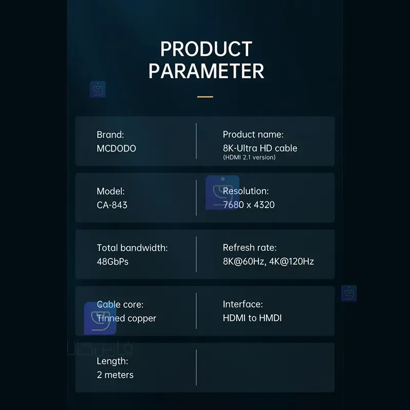 کابل انتقال تصویر HDMI مکدودو مدل MCDODO CA-8430 MCDODO CA 8430 HDMI Video Transmission Cable 2 3 کابل انتقال تصویر HDMI کیفیت 8K مکدودو CA-8430 | فارس کالا