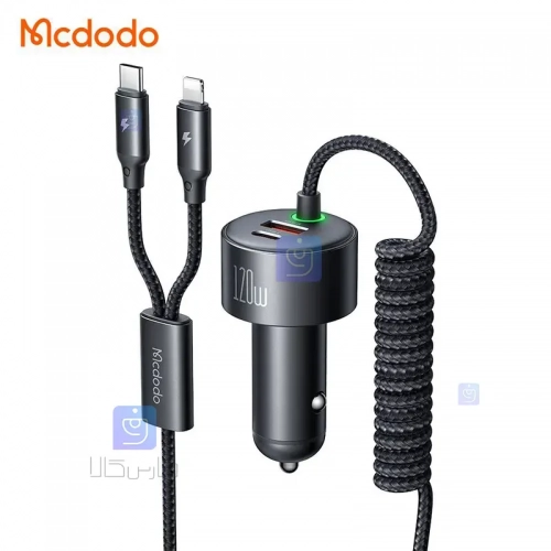 شارژر فندکی 2پورت+2کابل متصل 120وات مدل MCDODO CC-0370