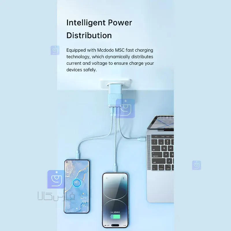 شارژر دیواری مینی 3 پورت 67W مک‌دودو CH-150 GAN5 | فارس کالا