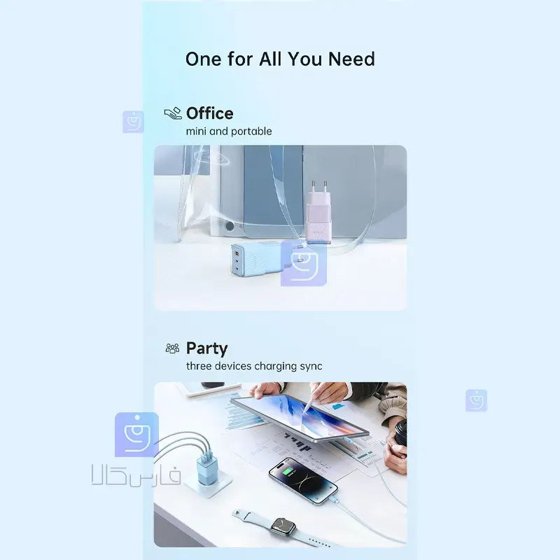 شارژر دیواری مینی 3 پورت 67W مک‌دودو CH-150 GAN5 | فارس کالا