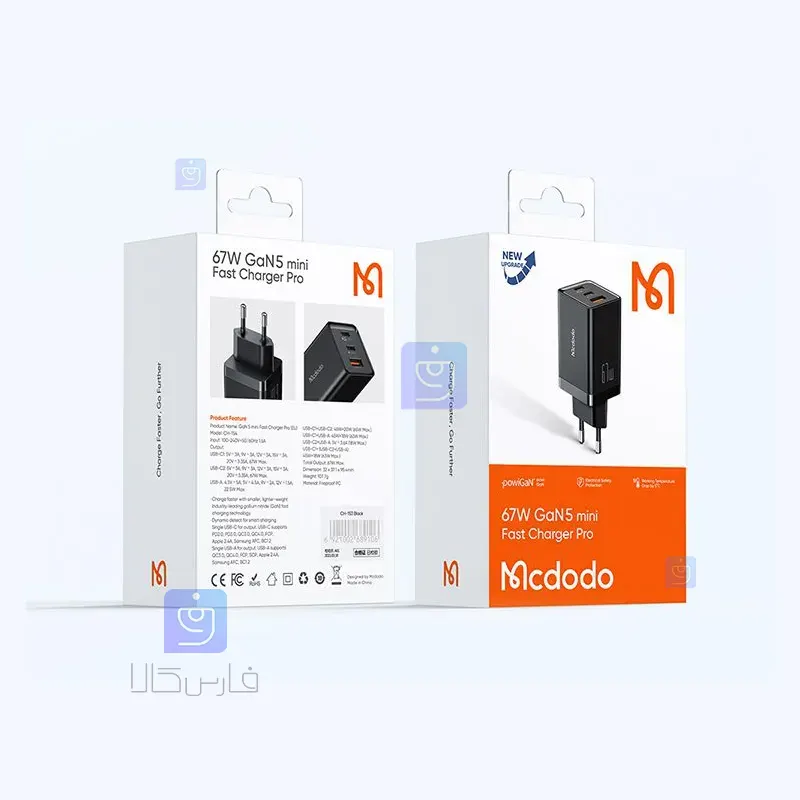 شارژر آداپتور دیواری مینی 3پورت 67وات مدل MCDODO CH-1541 MCDODO CH 1541 Mini 3 Port Wall Adapter Charger 12 شارژر دیواری 67 وات 3 پورت مکدودو مدل CH-1541 | فارس کالا