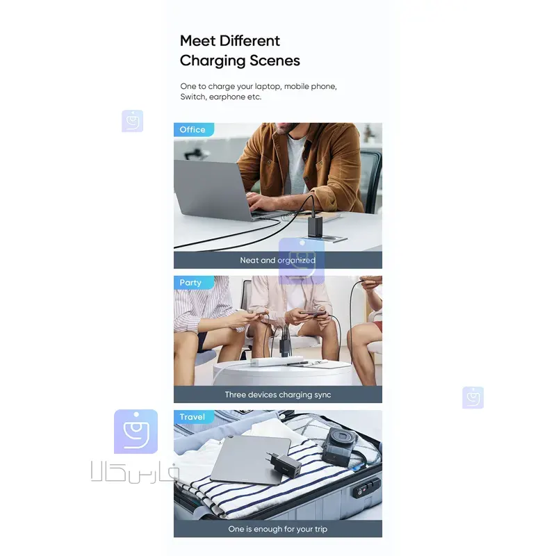 شارژر دیواری 67 وات 3 پورت مک‌دودو مدل CH-1541 | فارس کالا