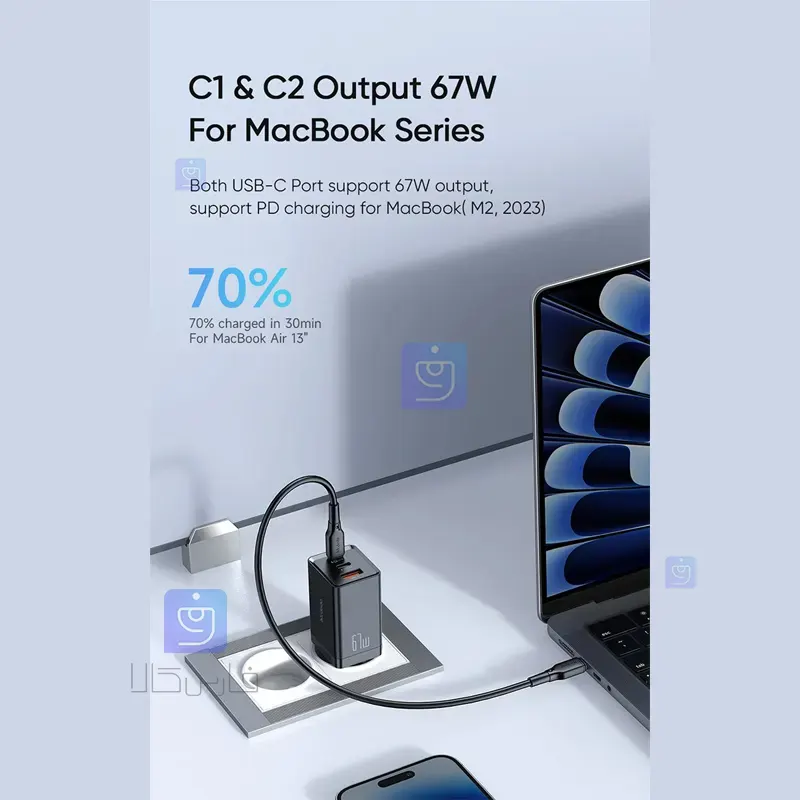 شارژر دیواری 67 وات 3 پورت مک‌دودو مدل CH-1541 | فارس کالا