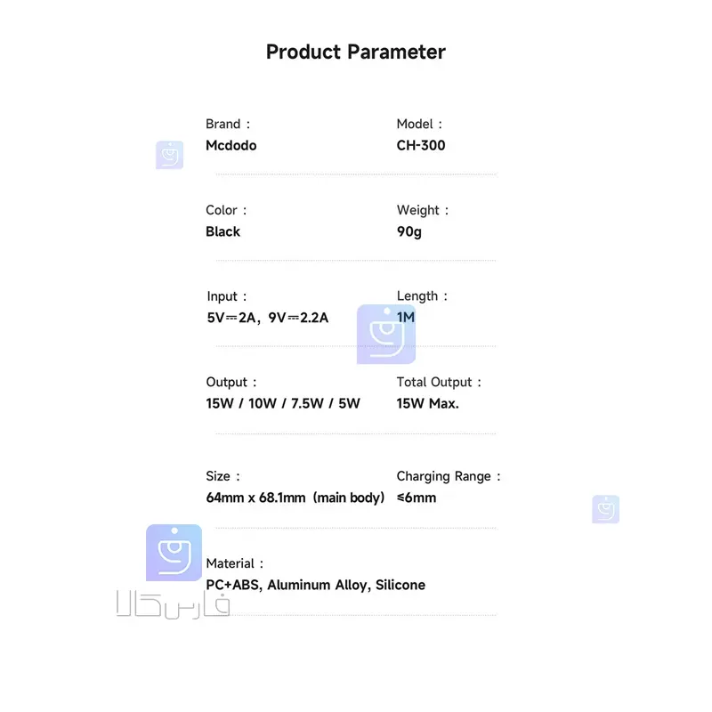 هولدر دریچه کولری+شارژر وایرلس 15 وات مکدودو مدل MCDODO CH-3000 MCDODO CH 3000 Air Conditioner Valve Holder 1 13 هولدر دریچه کولری+شارژر وایرلس مکدودو CH-3000 | فارس کالا