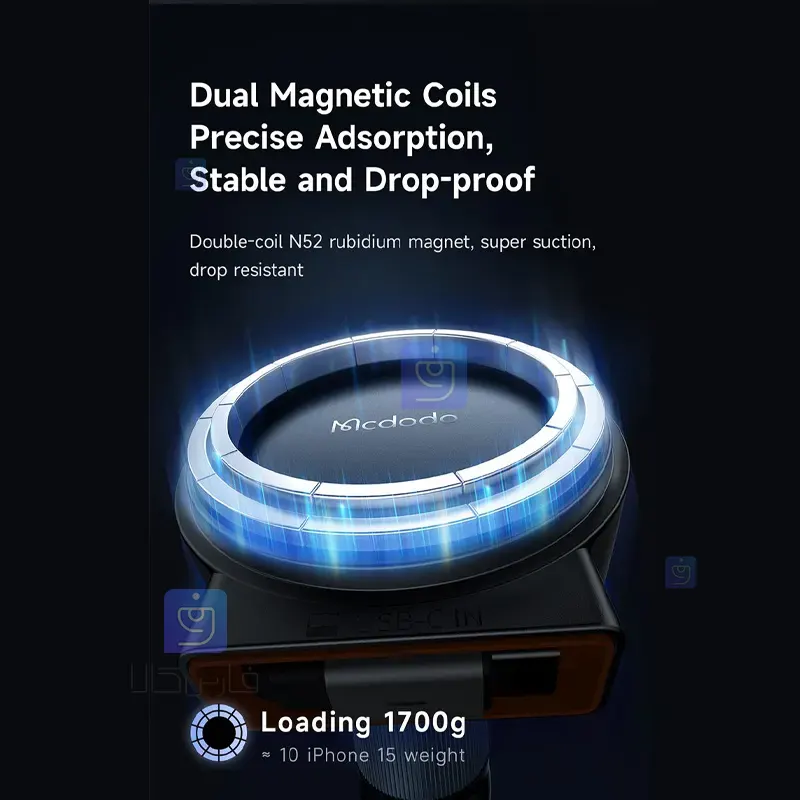 هولدر دریچه کولری+شارژر وایرلس 15 وات مکدودو مدل MCDODO CH-3000 MCDODO CH 3000 Air Conditioner Valve Holder 1 3 هولدر دریچه کولری+شارژر وایرلس مکدودو CH-3000 | فارس کالا