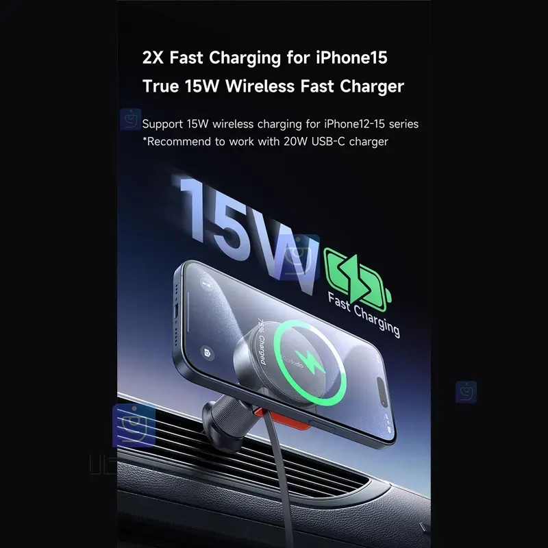 هولدر دریچه کولری+شارژر وایرلس 15 وات مکدودو مدل MCDODO CH-3000 MCDODO CH 3000 Air Conditioner Valve Holder 1 7 هولدر دریچه کولری+شارژر وایرلس مکدودو CH-3000 | فارس کالا