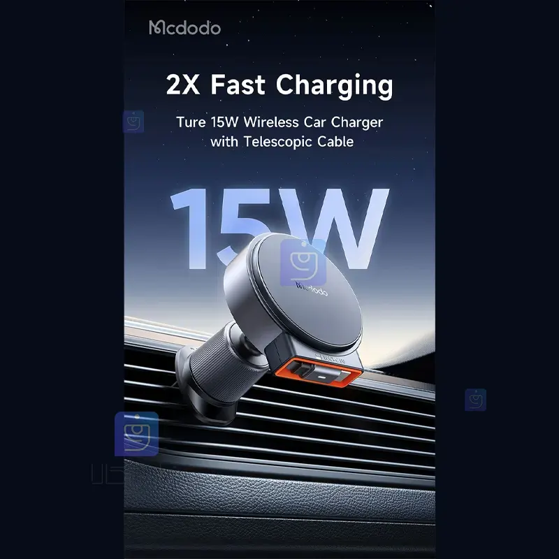 هولدر دریچه کولری+شارژر وایرلس 15 وات مکدودو مدل MCDODO CH-3000 MCDODO CH 3000 Air Conditioner Valve Holder 1 9 هولدر دریچه کولری+شارژر وایرلس مکدودو CH-3000 | فارس کالا