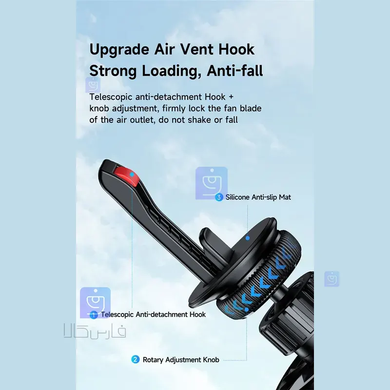 هولدر دریچه کولری+شارژر وایرلس 15وات مدل MCDODO CH-5120 MCDODO CH 5120 Air Conditioner Vent Holder Wireless Charger 2 هولدر دریچه کولری و شارژر وایرلس مکدودو CH-5120 | فارس کالا