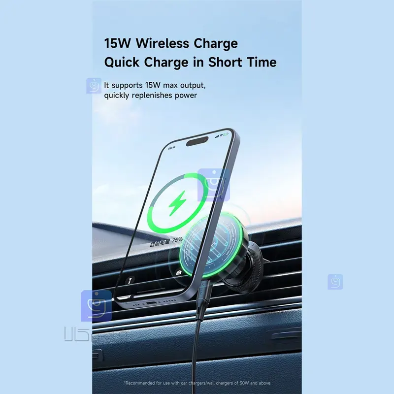 هولدر دریچه کولری+شارژر وایرلس 15وات مدل MCDODO CH-5120 MCDODO CH 5120 Air Conditioner Vent Holder Wireless Charger 4 هولدر دریچه کولری و شارژر وایرلس مکدودو CH-5120 | فارس کالا