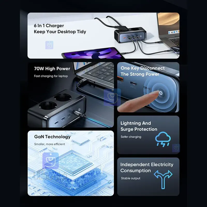 آداپتور و چندراهی شارژ 70 وات مک‌دودو CH-4610 | فارس کالا