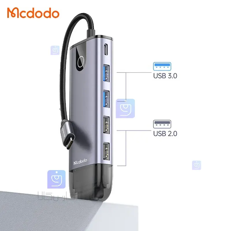 مبدل هاب چندکاره 10 پورت مکدودو مدل MCDODO HU-7420 MCDODO HU 7420 10 Port Multi Function Hub Converter 1 2 هاب چندکاره 10 پورت تایپ سی مکدودو مدل HU-7420 | فارس کالا