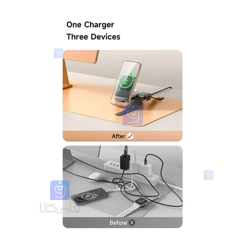 استند شارژر وایرلس 3 کاره 22 وات مک‌دودو CH-519 | فارس کالا