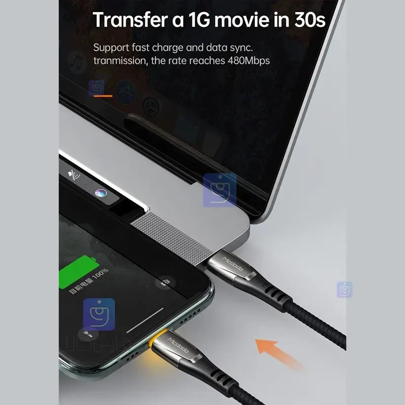 کابل شارژ سریع 36 وات تایپ سی به لایتنینگ مکدودو مدل MCDODO CA-7650 MCDODO CA 7650 Type C to Lightning Charging Cable 5 کابل شارژ تایپ سی به لایتنینگ 36W مکدودو CA-7650 | فارس کالا