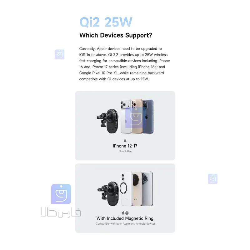 هولدر وایرلس شارژر 25وات+فن خنک کننده مکدودو مدل MCDODO CH-8400 MCDODO CH 8400 25W Wireless Charger Holder 1 6 هولدر وایرلس شارژر خودرو 25 وات مکدودو CH-8400 | فارس کالا