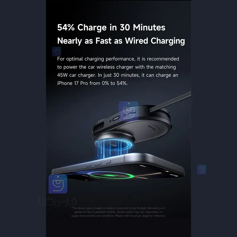 هولدر وایرلس شارژر 25وات+فن خنک کننده مکدودو مدل MCDODO CH-8400 MCDODO CH 8400 25W Wireless Charger Holder 1 7 هولدر وایرلس شارژر خودرو 25 وات مکدودو CH-8400 | فارس کالا
