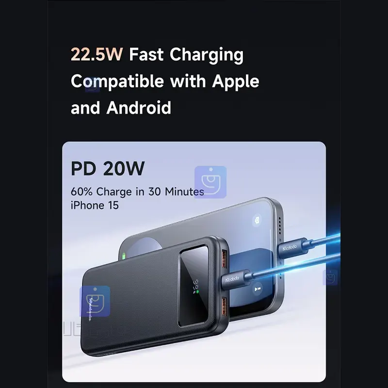 پاوربانک 22.5 وات ظرفیت 10000 مکدودو مدل MCDODO MC-4220 Power bank 22.5 watts capacity 10000 mAh MCDODO MC 4220 5 پاوربانک 22.5 وات 10000mAhمکدودو مدل MC-4220 | فارس کالا