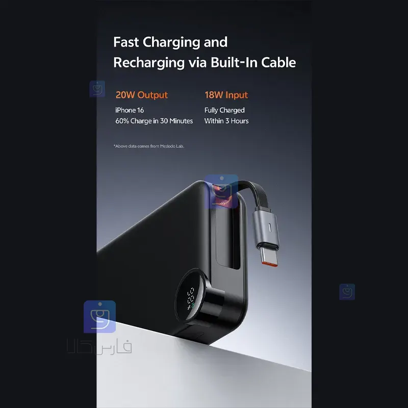 پاوربانک 22.5 وات 10000mAh مک‌دودو MC-3860 | فارس کالا