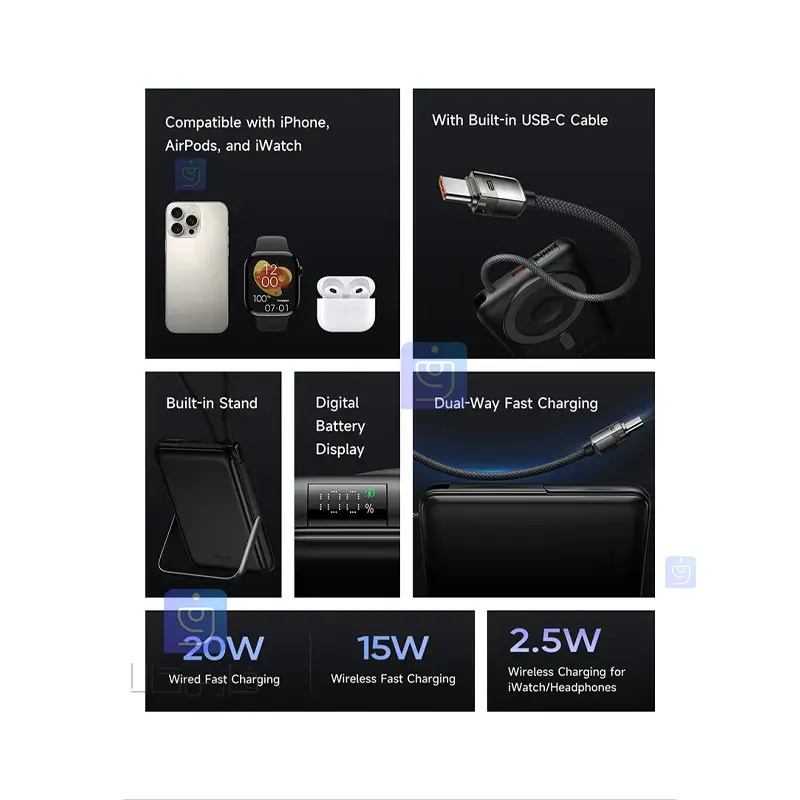 پاوربانک وایرلس مگ‌سیف 10000mAhمکدودو MC-6320 | فارس کالا