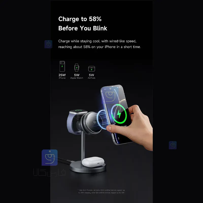 استند شارژر وایرلس و فن خنک کننده 3کاره 25وات مکدودو MCDODO CH-6170 Wireless Charger Stand Cooling Fan MCDODO CH 6170 4 استند شارژر وایرلس 3کاره 25 وات مکدودو CH-6170 | فارس کالا