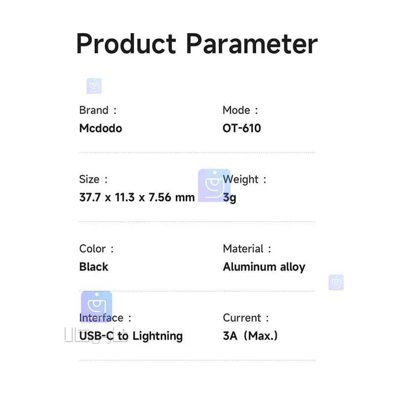تبدیل پورت تایپ سی به لایتنینگ مکدودو مدل MCDODO OT-6100 MCDODO OT 6100 Type C Port Converter 1 9 تبدیل Type-C به لایتنینگ 36W مکدودو مدل OT-6100 | فارس کالا