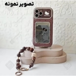قاب جاکارتی دار آینه ای Hello kitty گوشی آیفون 13 همراه با بند آویز